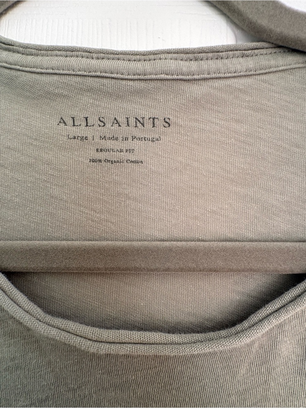 All Saints Men's Olive Crew Neck Short Sleeve Tee - Picture 3 of 4